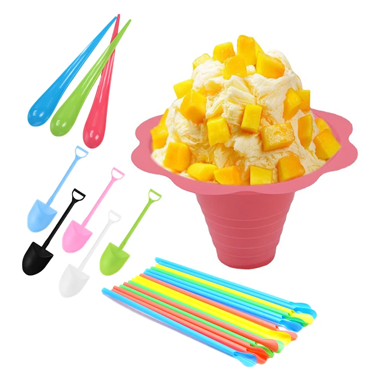 Summer Hot Selling Disposable 4oz 8oz 12oz clear colourful PET Shaved Ice Flower Cups with lids