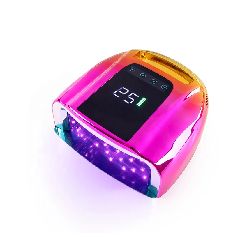 Amazing hot selling 96w chargeable sun uv led nail dryer lamp gradient oem blue gold wireless uv led nail charging lamp