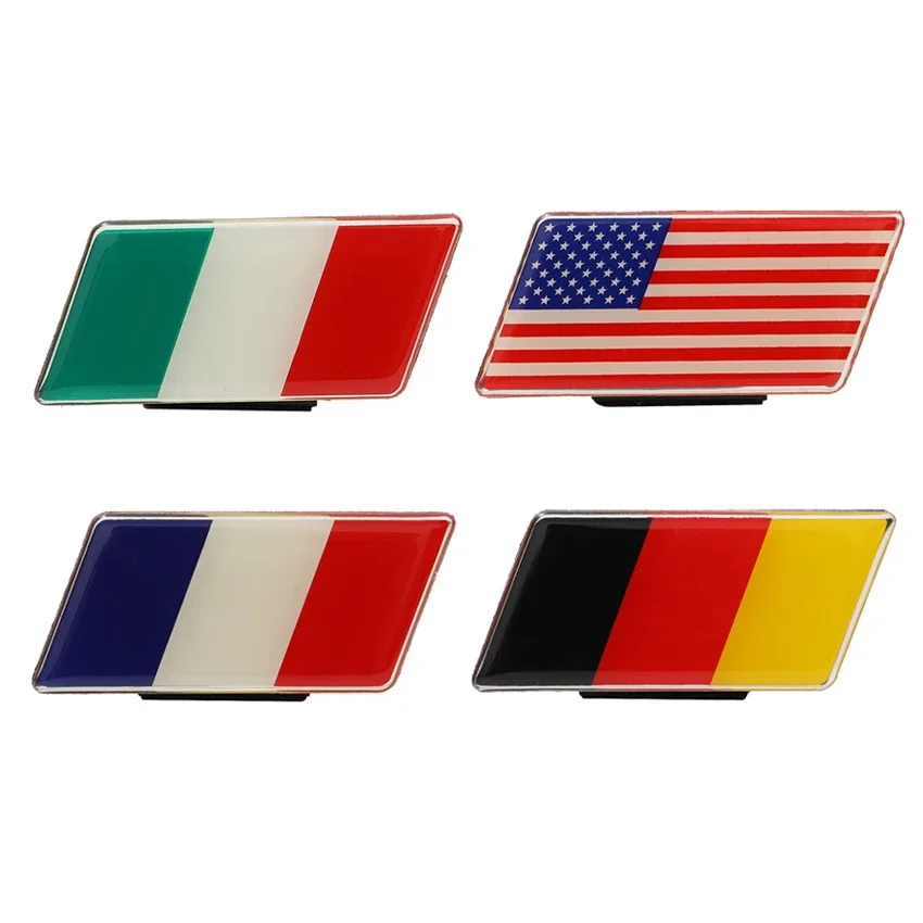 3D Car Stickers Aluminum Flag Grille Emblem Badge Germany France Italy USA All Country Flag Sticker Exterior Accessories