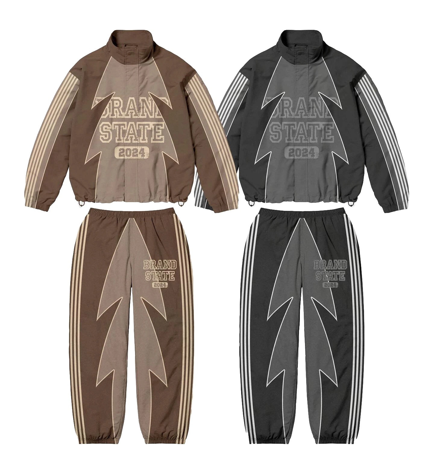 Custom Sublimation Print Oversize Polyester Casual Outdoor  Wind Breaker Waterproof Zip Up Track Jacket Set