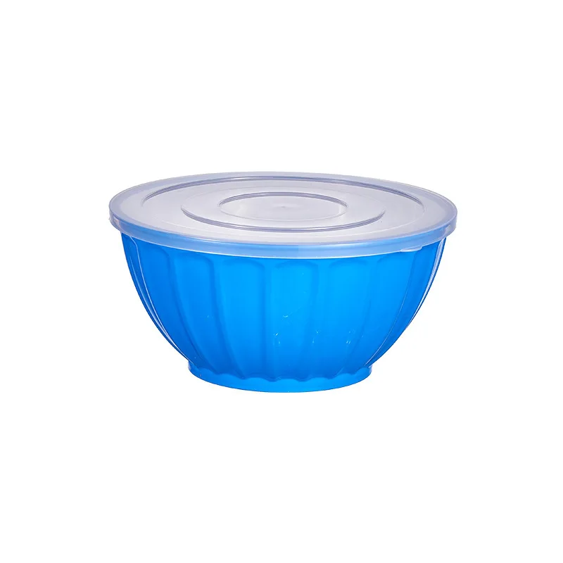 High Quality Kitchen Colorful Round Pp Plastic Bowl With Lid Fruit Salad Bowl Organizer Tableware Mixing Storage Large Bowl