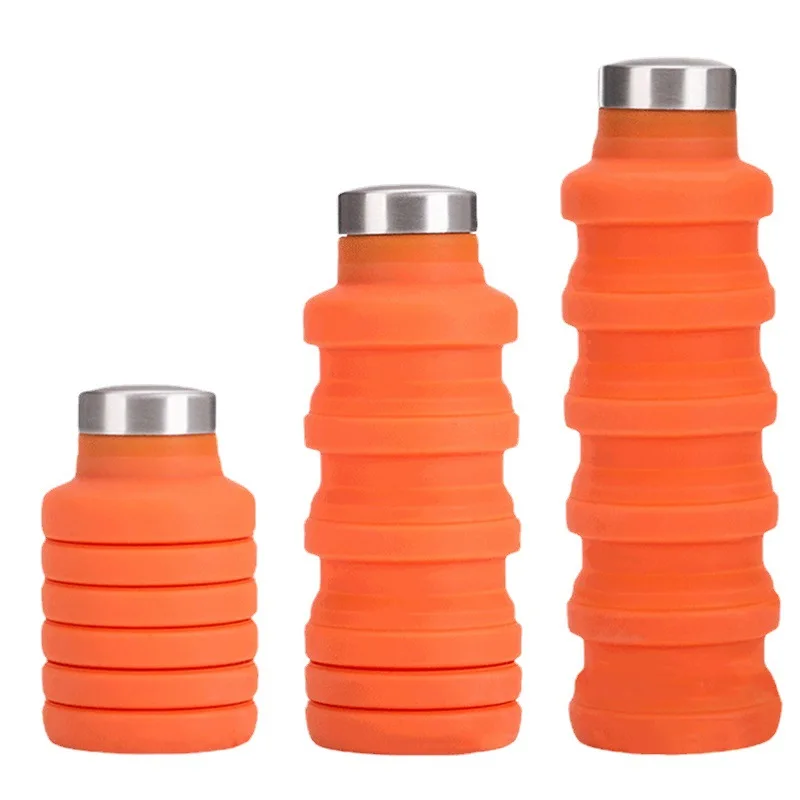 Silicone Foldable Water Bottles Portable Travel Water Bottle Leak Proof Waterbottle with Clip