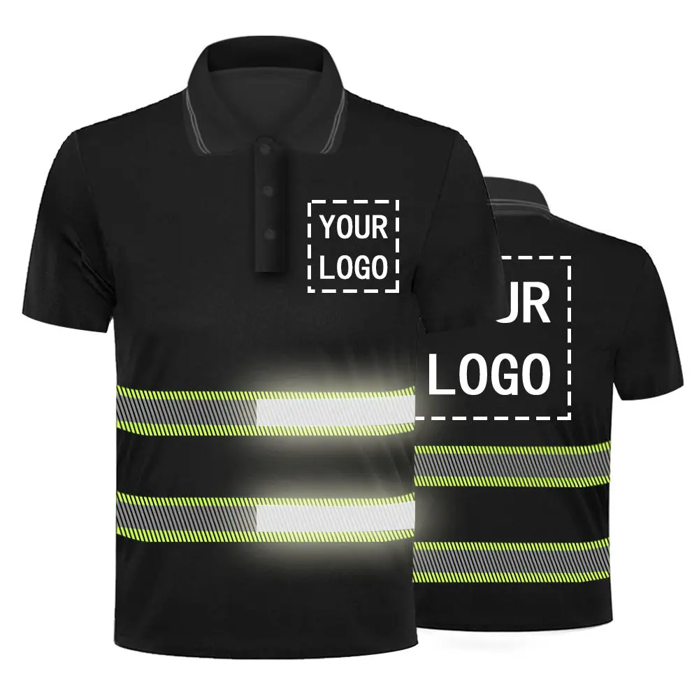 High Visibility Safety Polo Shirt Custom Your Text Work Uniform Safety POLO T-shirt with Reflective Tape other uniform