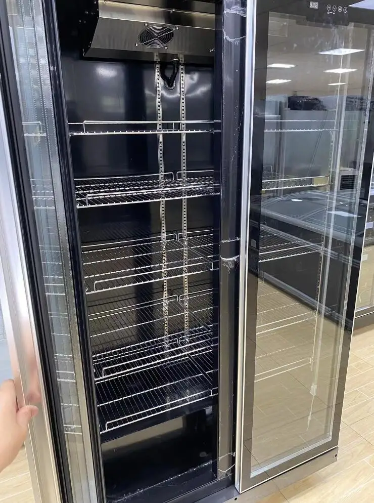 Grocery store bottle drinks 2 door upright vertical fridge refrigerator