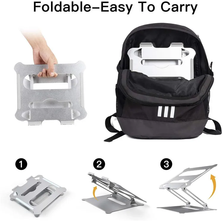 XSR Non-slip Adjustable Height Laptop Stand Folding Portable  Aluminum Alloy Holder for Notebook Computer 7-15 Inch
