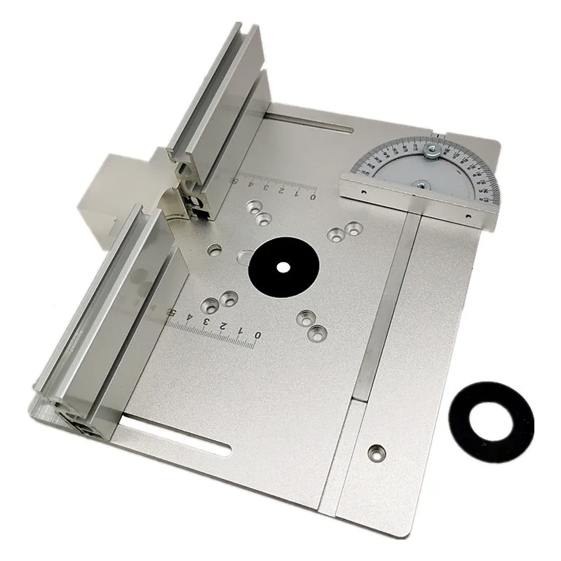 Aluminum Router Table Insert Plate w/ Miter Gauge Guide and Profile Fence Sliding Brackets for Woodworking Benches Tab