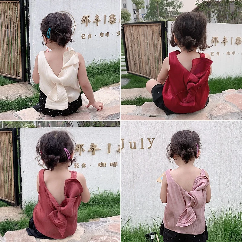 
5120 Children clothing hot sale fashion summer baby girl vest with bow-knot 