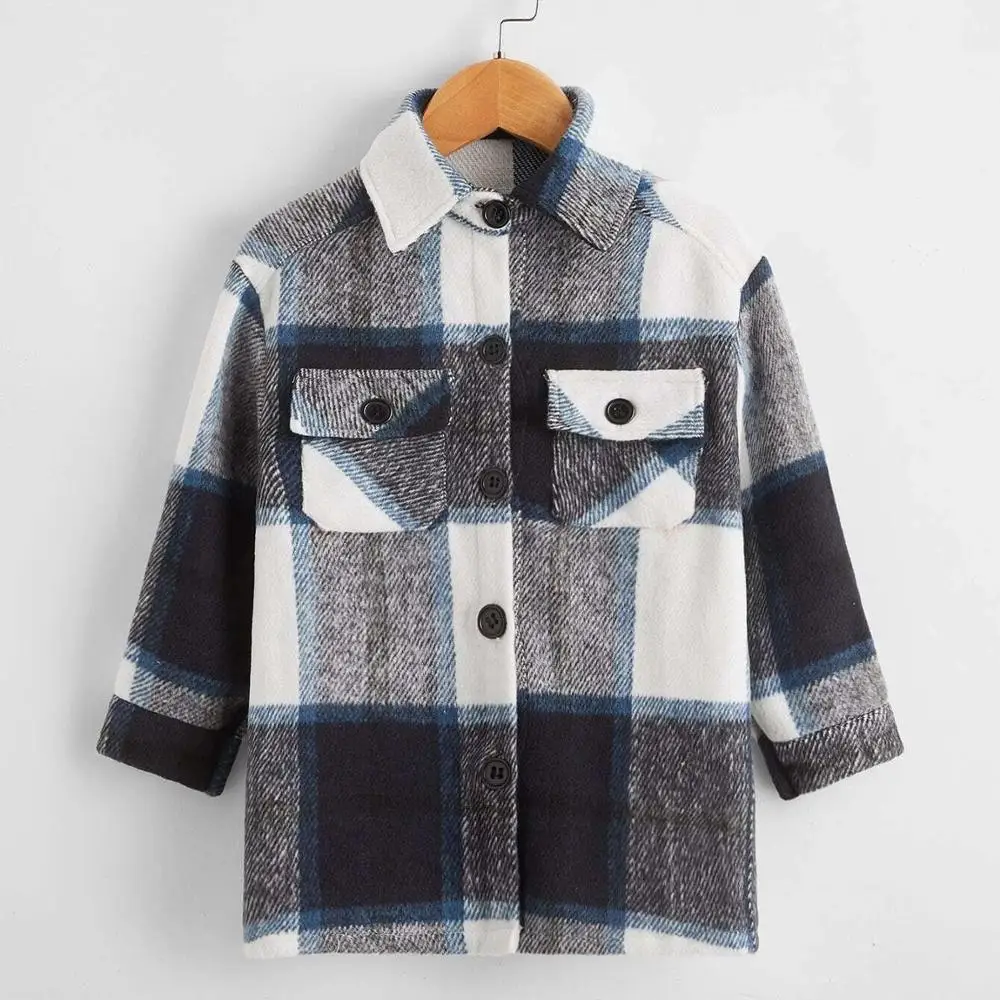 
Toddler Boys Plaid Dual Pocket Overcoat 