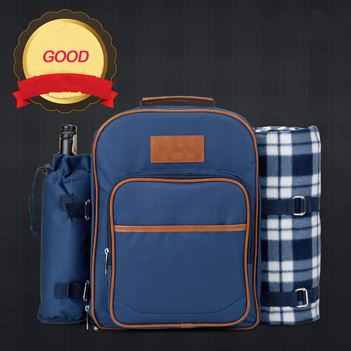 Insulated Picnic Backpack for 2 person | Cooler Compartment | Upgraded Picnic Set