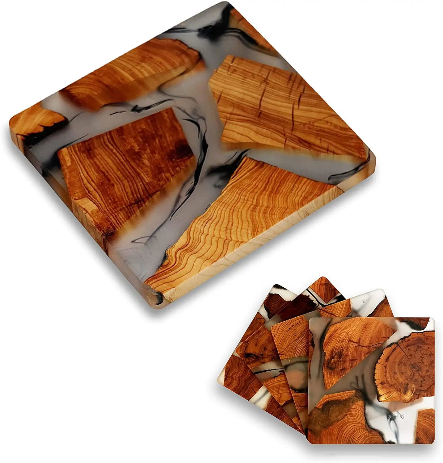 Home Tea Coaster Original Splicing Wooden Placemat Coaster Set Bone Wood Coasters