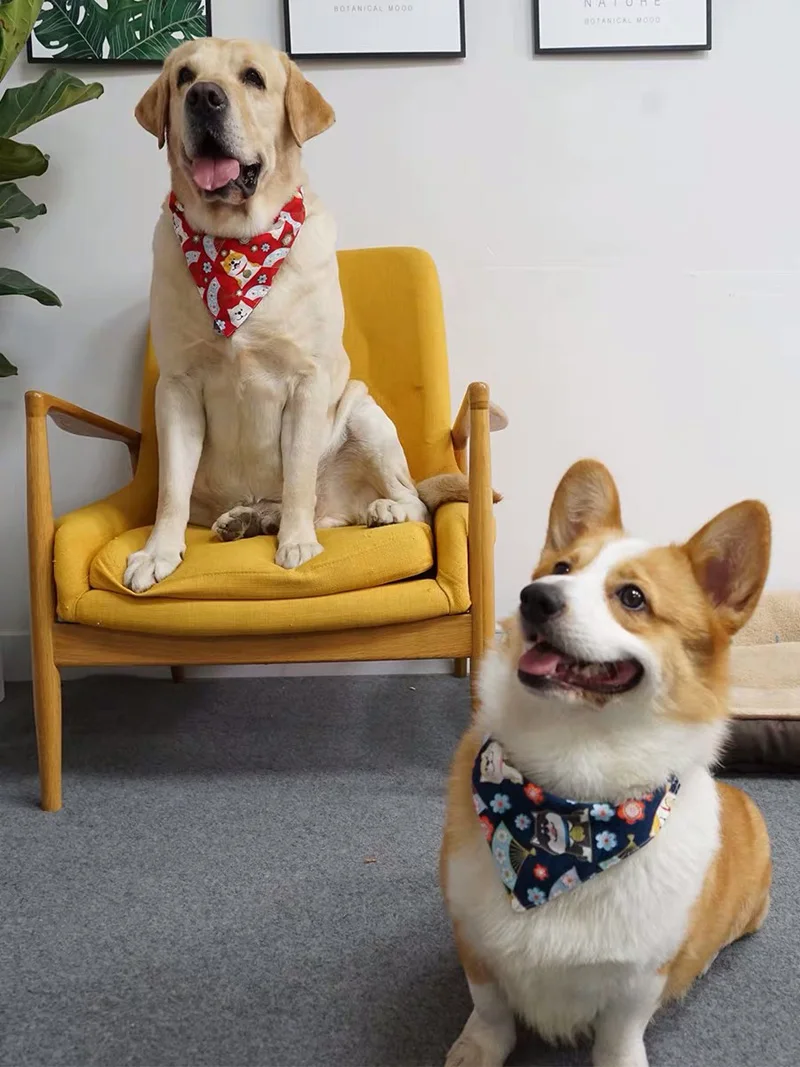 Wholesale Soft Puppy Neckerchief Scarf Detachable Collar Reversible Custom Dog Bandana