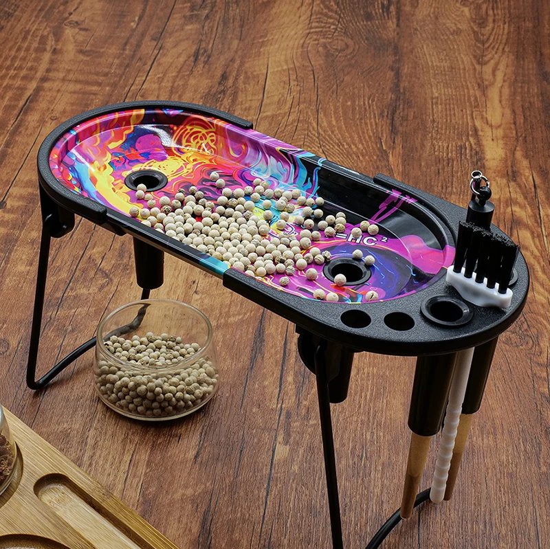 Factory patented Cigarette workbench tinplate rolling tray Gift Set Mini Rolling Tray Plastic tube Kit Set