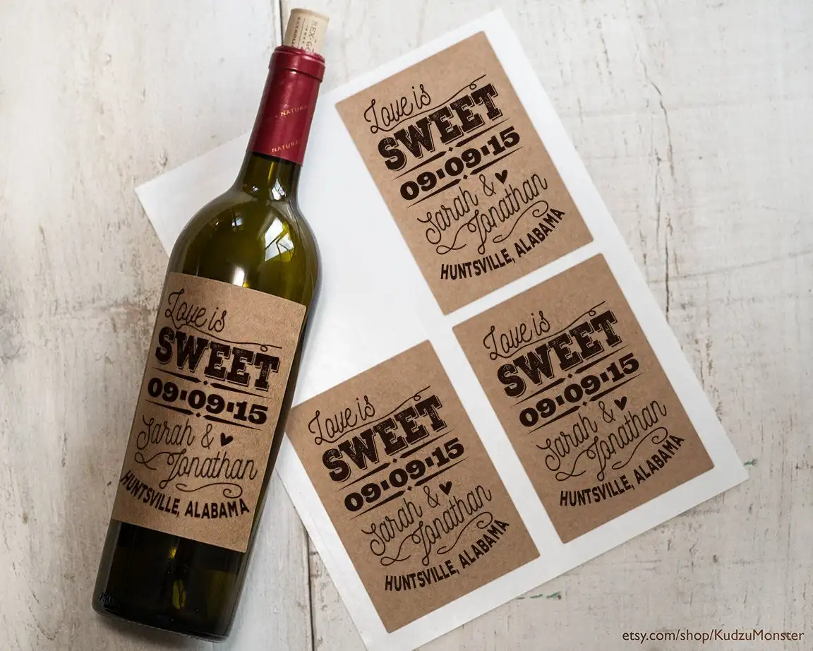 Adhesive Embossed Private Brand Wine Bottle Sticker Gold Foil Hot Stamping Wine Label