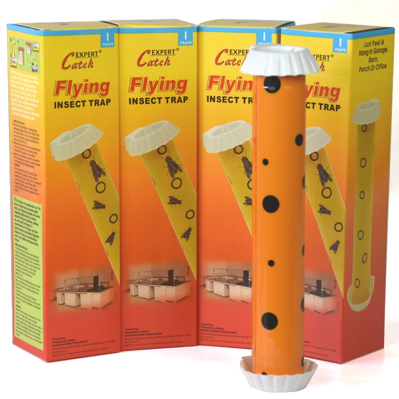 Wholesale Indoor/Outdoor Sticky Bait Fly Trap Tube Easy Set Pest Control Flies Insects Solid Construction Office Use US Sheet