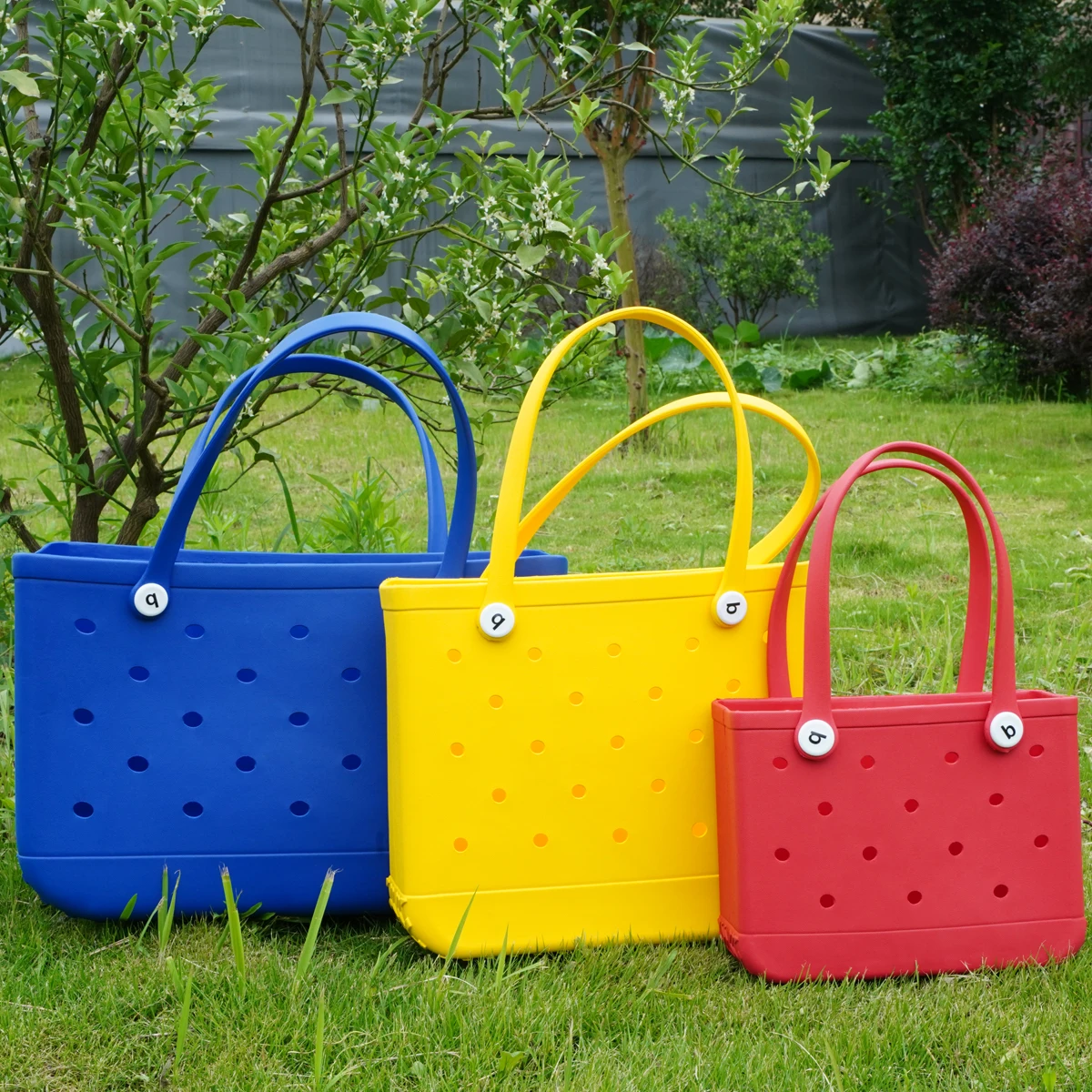 2024 Hot Sale Fashion Travel Summer Rubber Shoulder Waterproof Eva Plastic Handbag EVA Basket Beach Silicone Bogg Tote Bag
