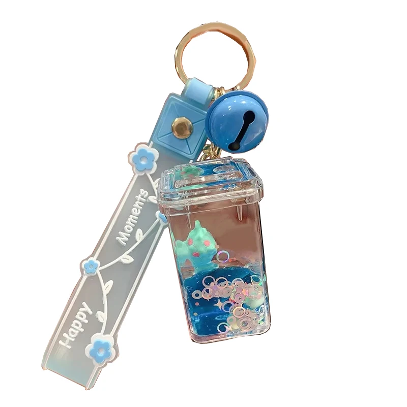 Wholesale Liquid Floating Keyring Glitter Quicksand Keychain Bag Charm Pendant Keyfob Gift For Key Chains