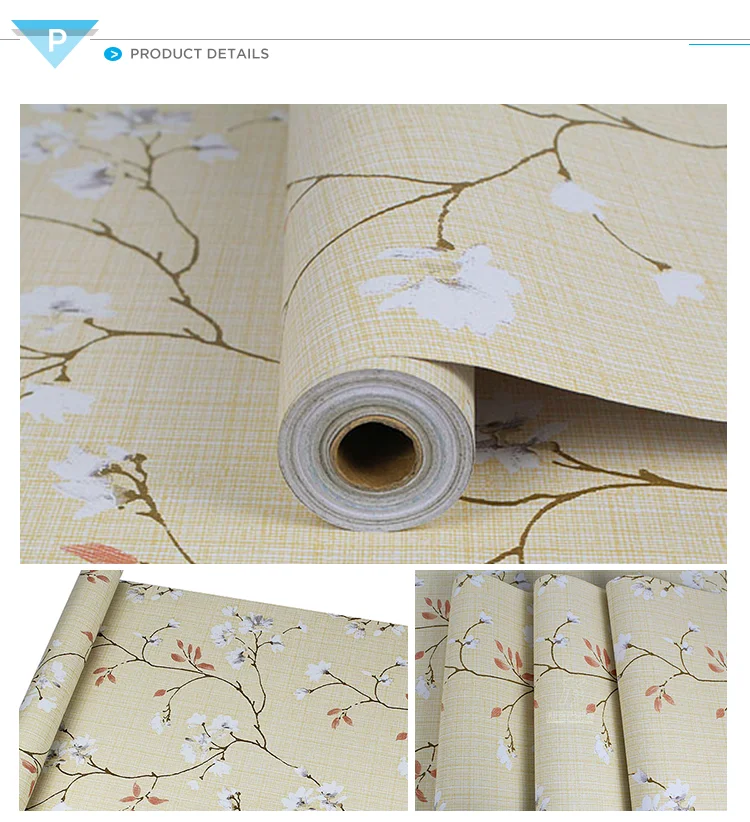 Customized High-quality Wall Stickers Pvc Bedroom TV Background Fabric Floral Wall Coating Wallpaper