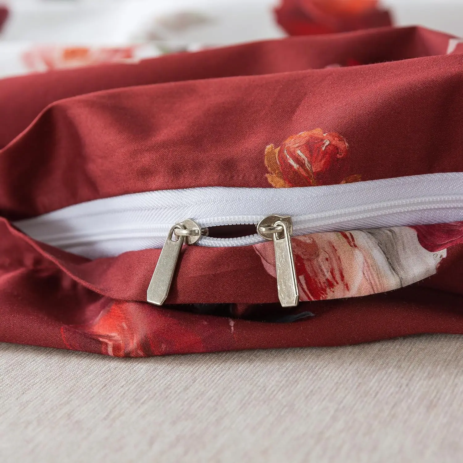 Printed Bed Duvet Cover Set 3 Pcs 100% Cotton Vintage Chic Rose Flower Super Soft Skin-friendly Crisp Bedding Set