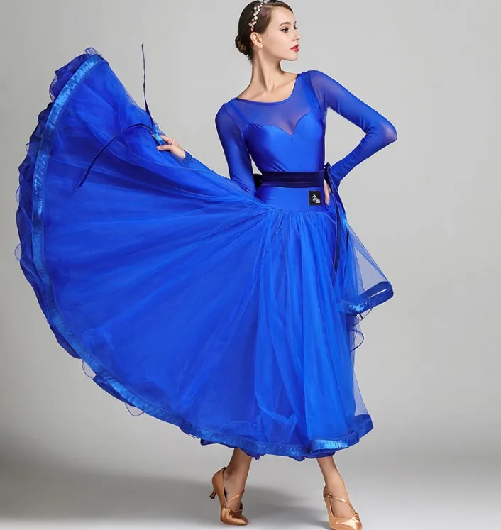 New Coming Elegent Long Evening Dresses High Quality Ballroom Dance Wear 1 Piece for Women Adults Performance Cha Cha Cha Dress