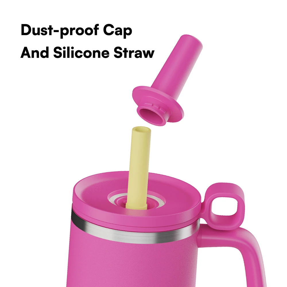 New Arrival Hot Sale Leak Proof Vacuum Stainless Steel 32 oz Insulated Mug with Handle with straw