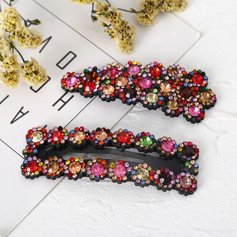 Shiny Rhinestones Hair Clips 10pcs/sets Multicolor Hollow Metal Hairpins Hair Clips For Women Accessories