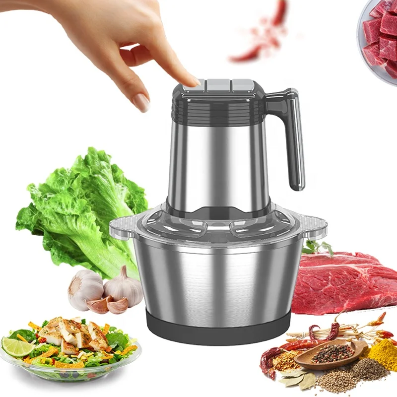 Kitchen appliance stainless steel metal home commercial vegetable chopper mincer manual electric meat grinder mixer fufu machine