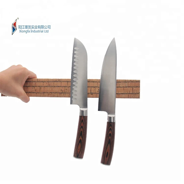Good Quality Cork Wood Cover Stainless Steel Magnetic Knife Block / Holder / Strip / Bar / Rack with Strong Magnetic Force