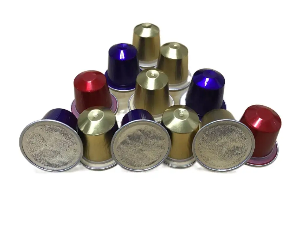 Empty 37 mm Aluminum Nespresso Coffee Cup With Sticker For Coffee Powder Packaging