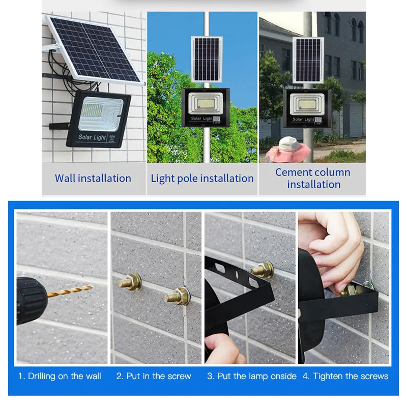 Outdoor Solar projector 50w 100w 200w 300w Waterproof Lighting Marine abs Solar LED Flood Light 300w