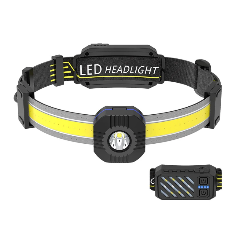 New All Perspectives Induction 600 Lumens Weatherproof XPG+COB rechargeable head lamp with tail red light warning