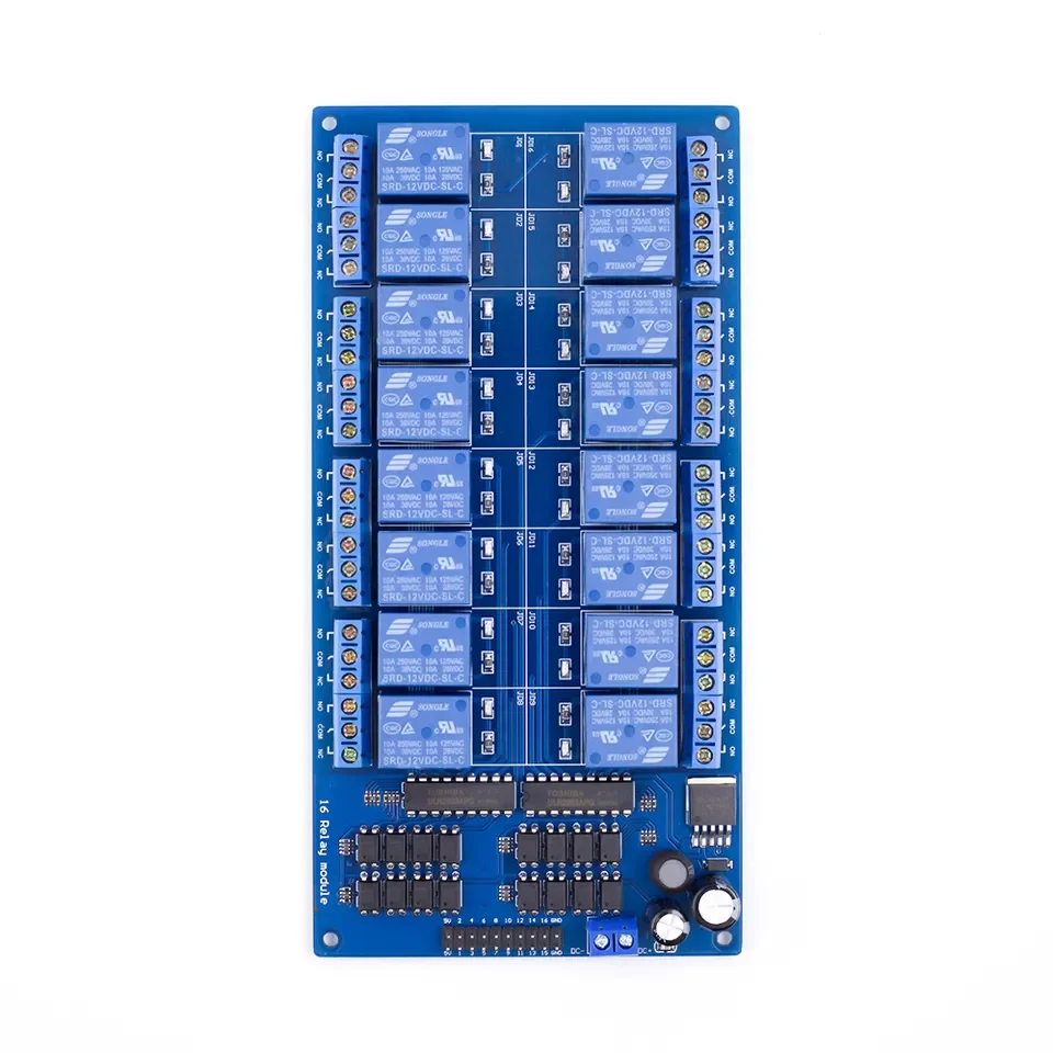Hot Selling 5V/12V 16 Channel Solid State Relays Module interface Board Optocoupler protection with LM2575 Relays