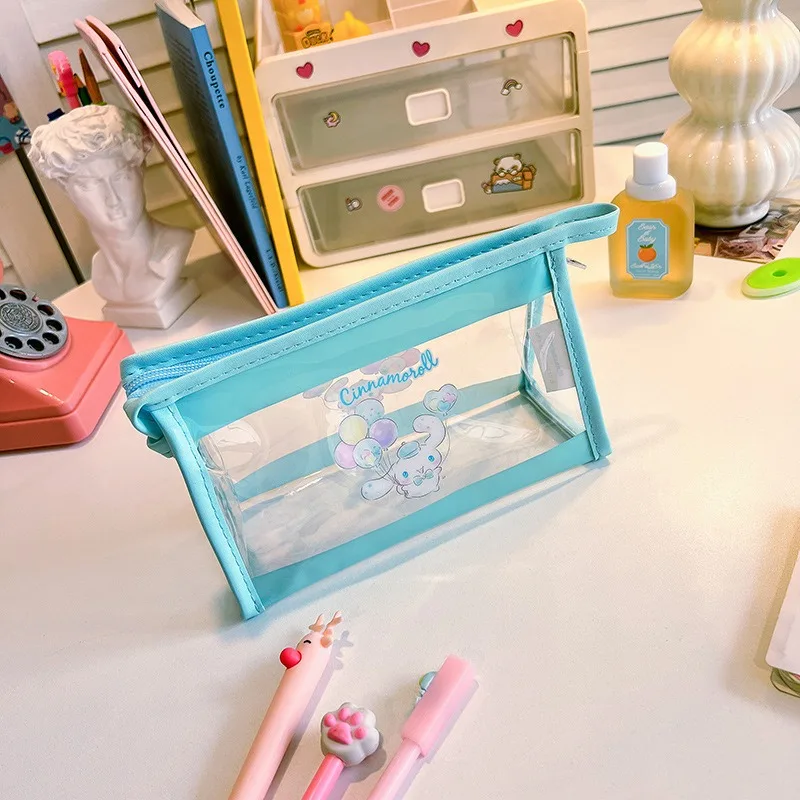 large capacity PVC stationary pouch soft manufacturer school girl cartoon transparent stationery box pencil case