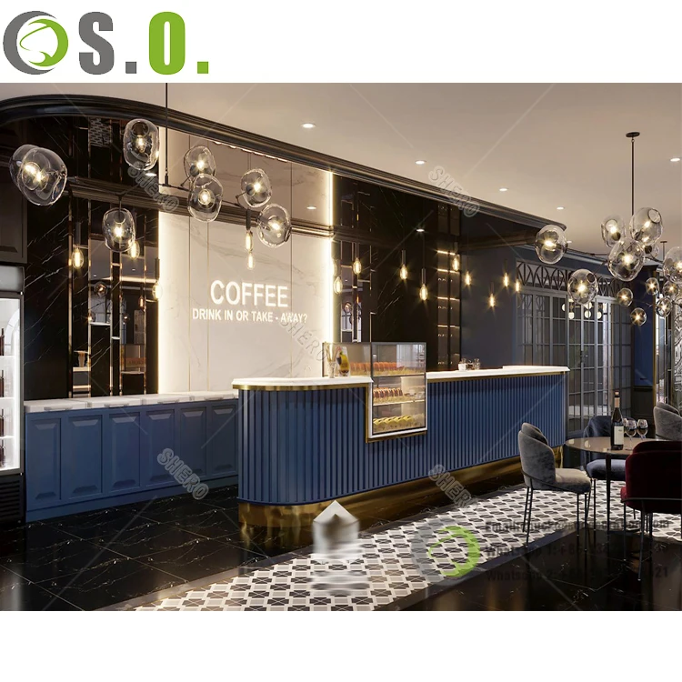 Modern Custom Cafe Decoration Luxury Coffee Shop Bar Counter Design