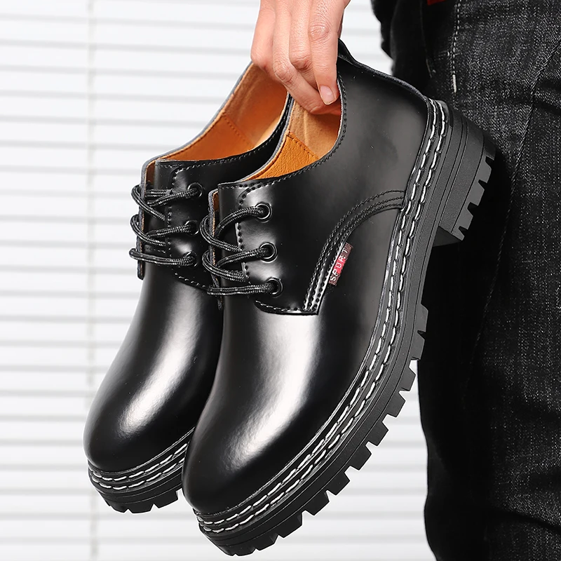 New Design High Quality Fashion Height Increasing Genuine Leather Shoes For Men