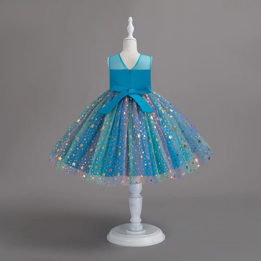 18 Month - 10 Years Latest Design Small Baby Frock Design Neon Color Sequined Bling Girl Kids Wedding Dresses Elegant Ball Gowns