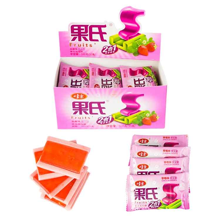 Delicate Jelly Filled Bubble Gum Big Sized Jelly Candy Fruity Chewing Gums Casual Gummy Bonbons for Kids