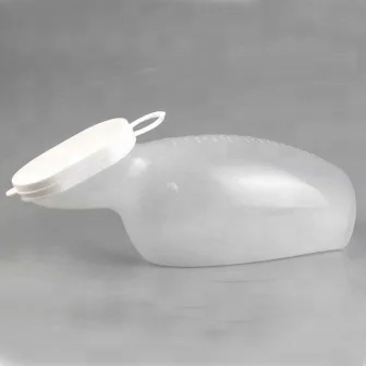 Disposable Medical Men or Women Plastic Urinal with Cover Cap