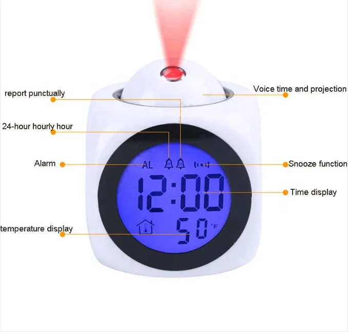 Amazon Smart Multifunctional LCD Display Talking Funny Digital Projection Alarm Clock for Kid Birthday Gift