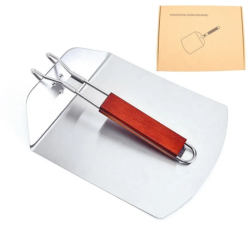 Household aluminum alloy folding pizza spatula Square cake safe transfer spatula Baking spatula DIY tool