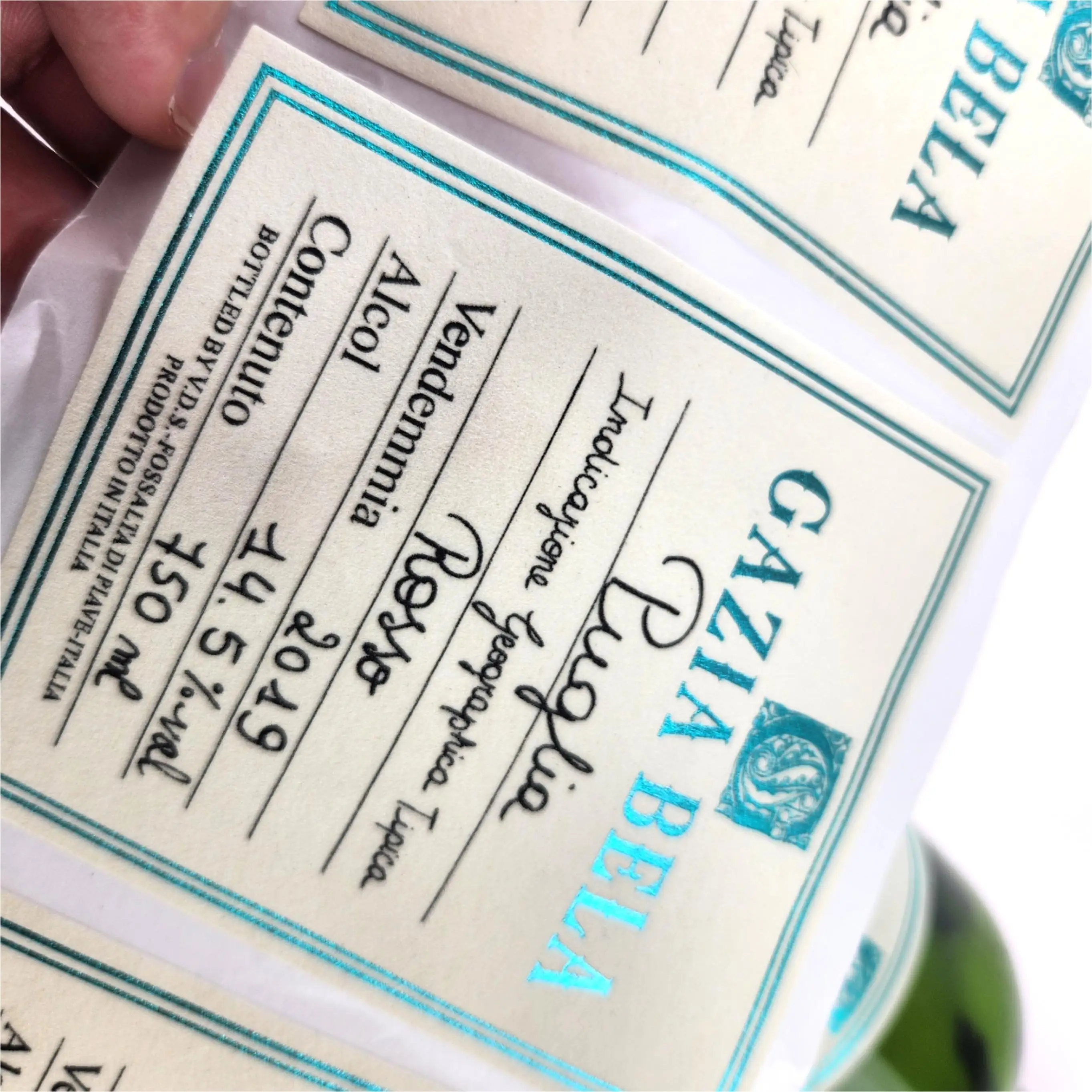 Custom flocking Sticker Stamping And Embossing Custom Wine Bottle Labels Wine Glass Label Clear