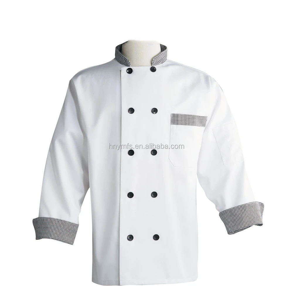 
white chef coat black button double-breasted suit sushi chef uniform 