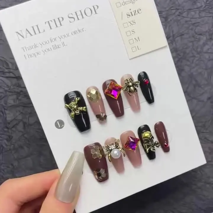 Wholesale Handmade False Nails  High Quality 24 Piece Acrylic Luxury False Nails Private Label Fake Nails With Glue