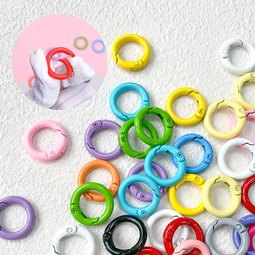 2024 new round spray painted spring buckle split ring keychain metal alloy DIY luggage accessories