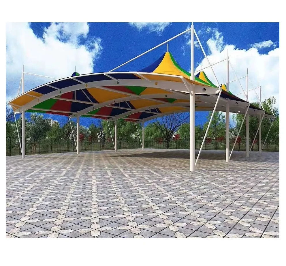 Современная футбольная сталь изготовленная крыша стадиона pvdf баскетбольная площадка тень навес крыша для баскетбольной площадки