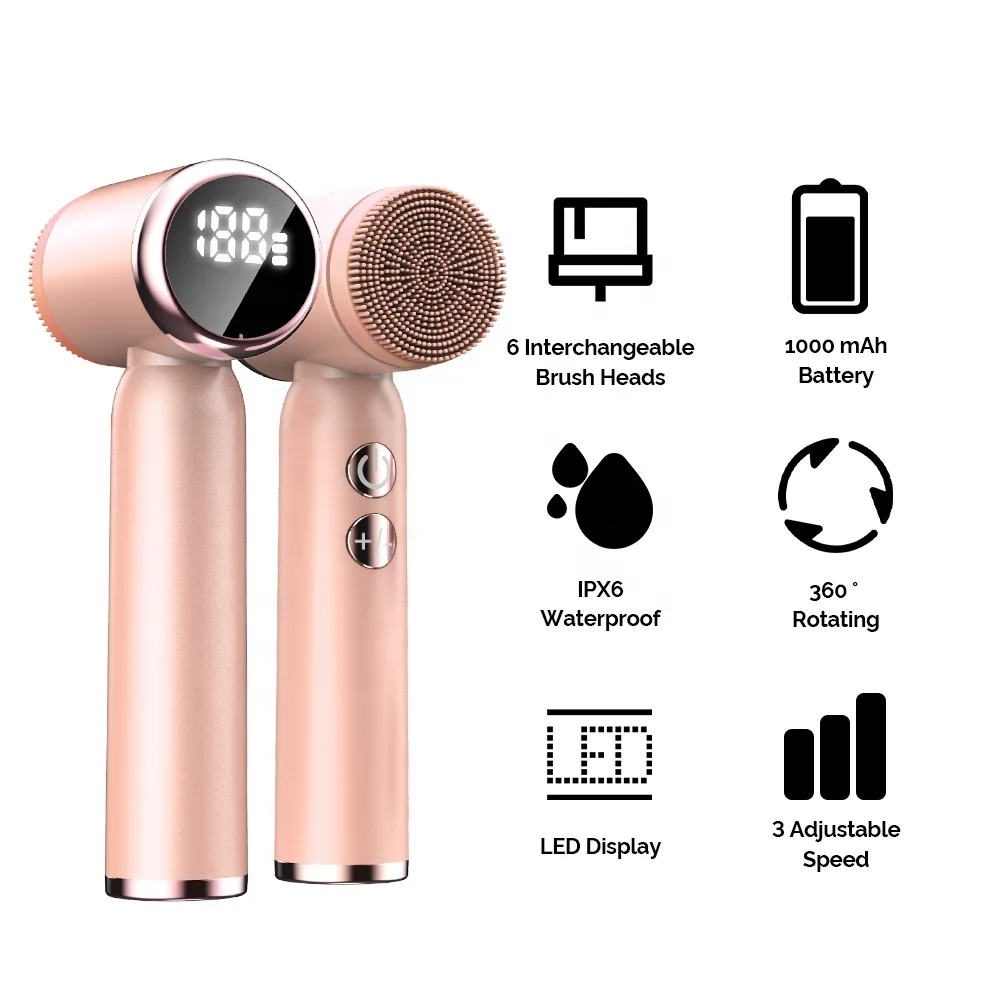 LED Display Rechargeable Handheld Waterproof Exfoliate Remove Dead Tighten Skin Face Deep Cleansing Brush