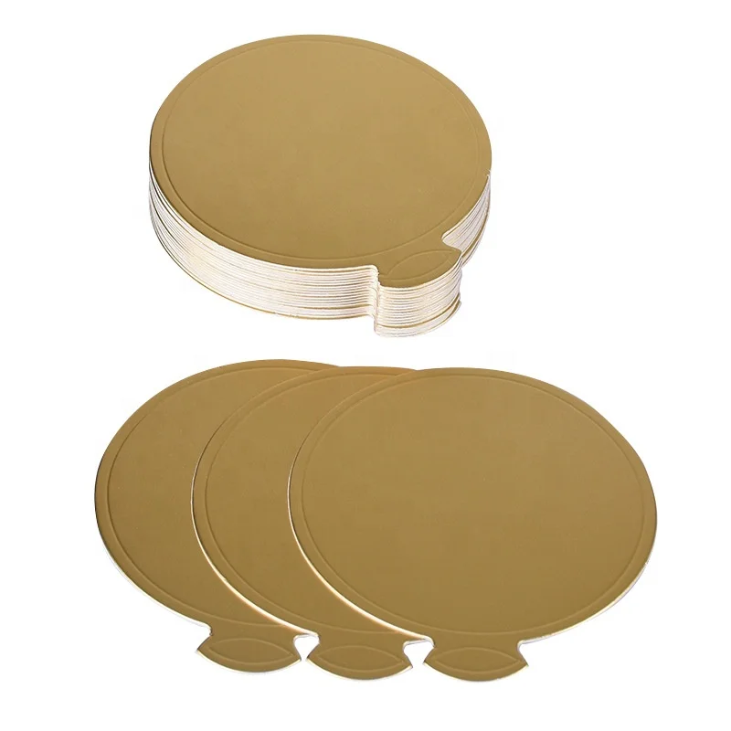 Wholesale Round Mousse Cake Food Mat Tray Golden Cardboard Pastry Thickened Base Tray