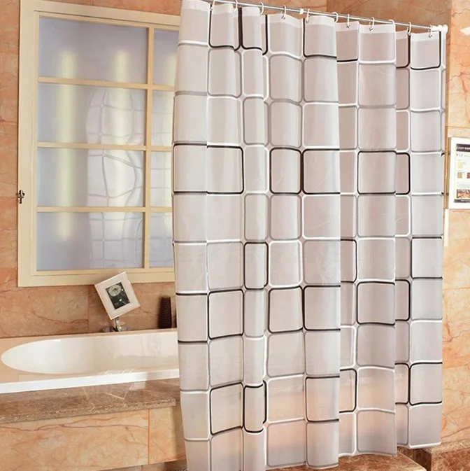 Custom Personalized Digital Printing Shower Curtain Fabric Solid Color Bathroom Shower Bath Curtain Film