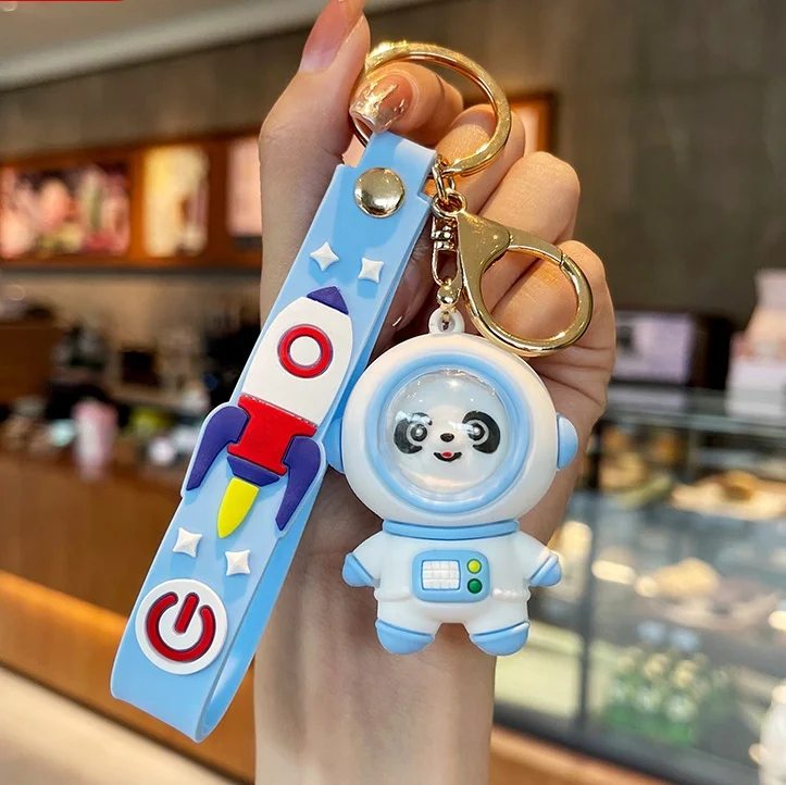 Cute Soft Rubber Mini Cartoon Keyring Lanyard Car Accessories Bag Pendant Key Chain PVC 3D Astronaut Keychain