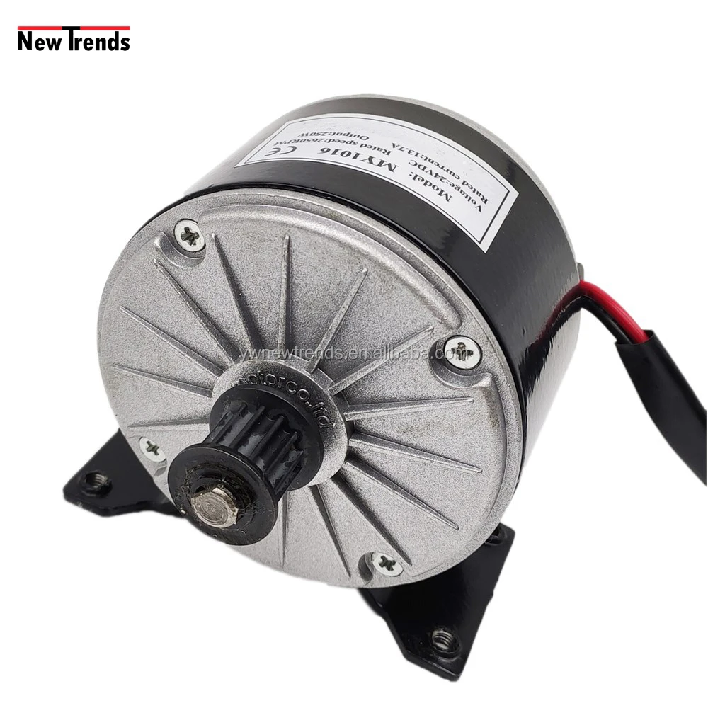 250W 24V MY1016 Belt Timing Pulley 2650 rpm High Speed Electric Bicycle Electric Scooter DC Brush Motor