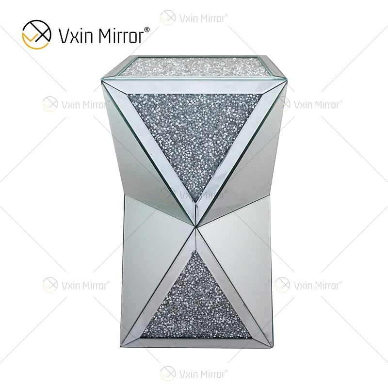 
Factory Supply WXWF-953 Diamond Side table Venetian Small 3D Mirrored Corner Table 